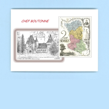 Cartes Postales impression Noir avec dpartement sur la ville de CHEF BOUTONNE Titre : chateau de javarzay