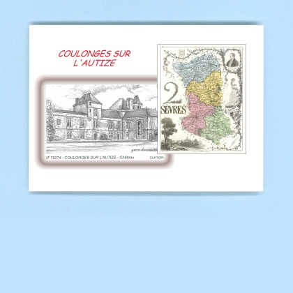 Cartes Postales impression Noir avec dpartement sur la ville de COULONGES SUR L AUTIZE Titre : chateau (hotel de ville)