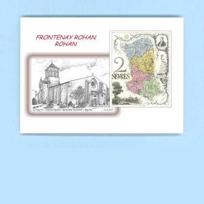 Cartes Postales impression Noir avec dpartement sur la ville de FRONTENAY ROHAN ROHAN Titre : eglise
