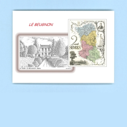 Cartes Postales impression Noir avec dpartement sur la ville de LE BEUGNON Titre : mairie