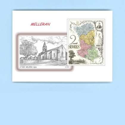 Cartes Postales impression Noir avec dpartement sur la ville de MELLERAN Titre : eglise