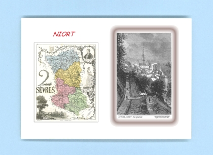 Cartes Postales impression Noir avec dpartement sur la ville de NIORT Titre : vue generale