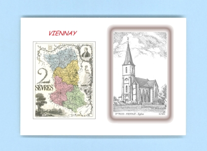 Cartes Postales impression Noir avec dpartement sur la ville de VIENNAY Titre : eglise