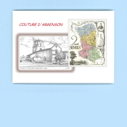 Cartes Postales impression Noir avec dpartement sur la ville de COUTURE D ARGENSON Titre : eglise