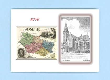 Cartes Postales impression Noir avec dpartement sur la ville de ROYE Titre : eglise