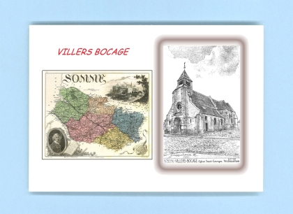 Cartes Postales impression Noir avec dpartement sur la ville de VILLERS BOCAGE Titre : eglise st georges