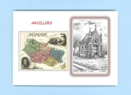 Cartes Postales impression Noir avec dpartement sur la ville de ARVILLERS Titre : chapelle