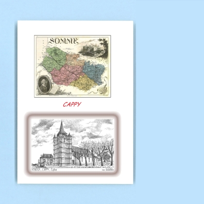 Cartes Postales impression Noir avec dpartement sur la ville de CAPPY Titre : eglise