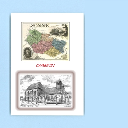 Cartes Postales impression Noir avec dpartement sur la ville de CAMBRON Titre : eglise