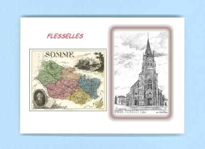 Cartes Postales impression Noir avec dpartement sur la ville de FLESSELLES Titre : eglise