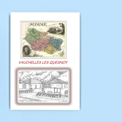 Cartes Postales impression Noir avec dpartement sur la ville de VAUCHELLES LES QUESNOY Titre : mairie