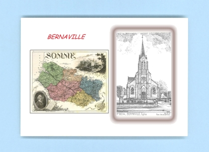 Cartes Postales impression Noir avec dpartement sur la ville de BERNAVILLE Titre : eglise