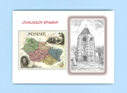 Cartes Postales impression Noir avec dpartement sur la ville de CHAUSSOY EPAGNY Titre : eglise de chaussoy