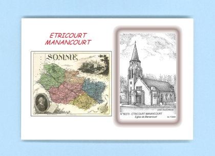Cartes Postales impression Noir avec dpartement sur la ville de ETRICOURT MANANCOURT Titre : eglise de manancourt