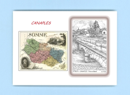 Cartes Postales impression Noir avec dpartement sur la ville de CANAPLES Titre : pont et mairie