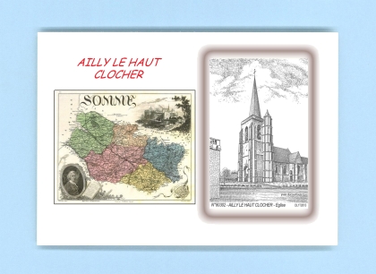 Cartes Postales impression Noir avec dpartement sur la ville de AILLY LE HAUT CLOCHER Titre : eglise