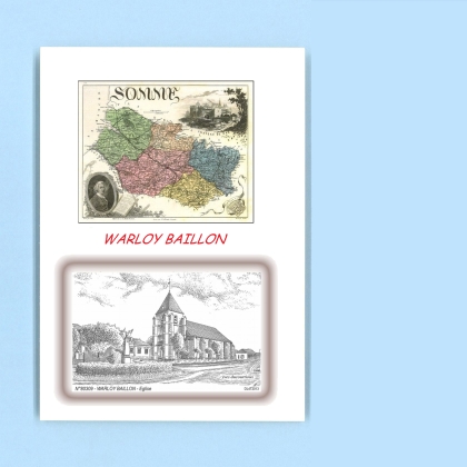 Cartes Postales impression Noir avec dpartement sur la ville de WARLOY BAILLON Titre : eglise