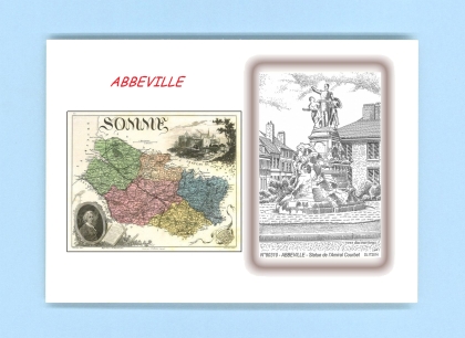 Cartes Postales impression Noir avec dpartement sur la ville de ABBEVILLE Titre : statue de l amiral courbet