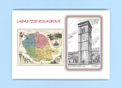 Cartes Postales impression Noir avec dpartement sur la ville de LABASTIDE ROUAIROUX Titre : eglise