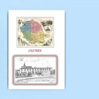 Cartes Postales impression Noir avec dpartement sur la ville de CASTRES Titre : hotel de ville