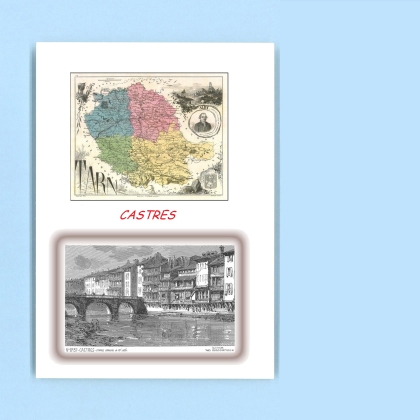 Cartes Postales impression Noir avec dpartement sur la ville de CASTRES Titre : vue