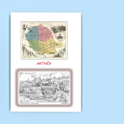 Cartes Postales impression Noir avec dpartement sur la ville de ARTHES Titre : le saut du sabo