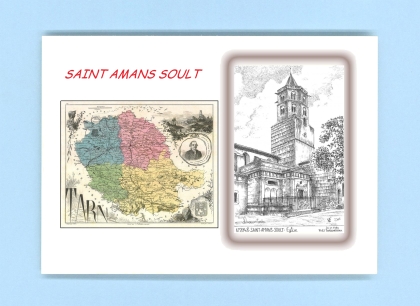 Cartes Postales impression Noir avec dpartement sur la ville de ST AMANS SOULT Titre : eglise