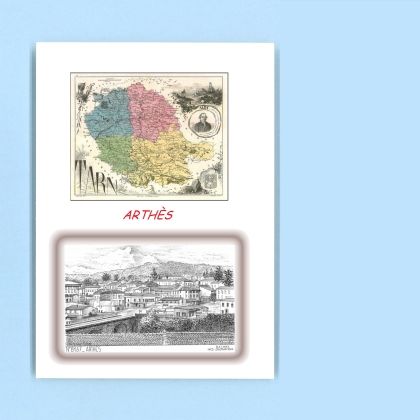 Cartes Postales impression Noir avec dpartement sur la ville de ARTHES Titre : vue