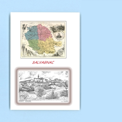 Cartes Postales impression Noir avec dpartement sur la ville de SALVAGNAC Titre : vue