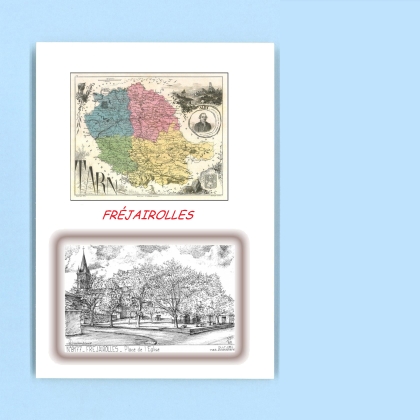 Cartes Postales impression Noir avec dpartement sur la ville de FREJAIROLLES Titre : place de l eglise