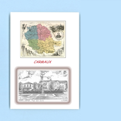Cartes Postales impression Noir avec dpartement sur la ville de CARMAUX Titre : place jean jaures