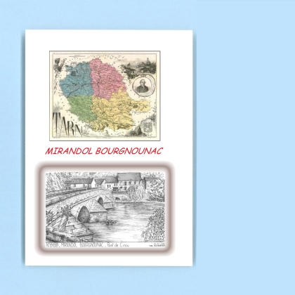 Cartes Postales impression Noir avec dpartement sur la ville de MIRANDOL BOURGNOUNAC Titre : pont de cirou