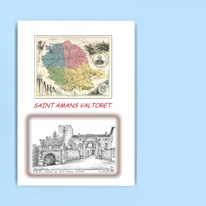 Cartes Postales impression Noir avec dpartement sur la ville de ST AMANS VALTORET Titre : chateau