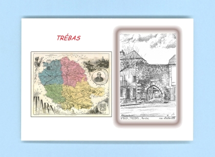 Cartes Postales impression Noir avec dpartement sur la ville de TREBAS Titre : porche