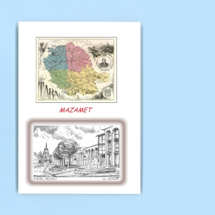 Cartes Postales impression Noir avec dpartement sur la ville de MAZAMET Titre : vue