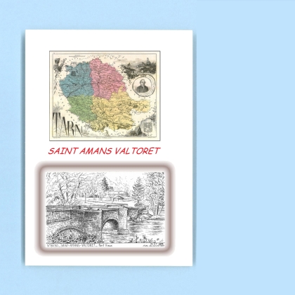 Cartes Postales impression Noir avec dpartement sur la ville de ST AMANS VALTORET Titre : pont vieux
