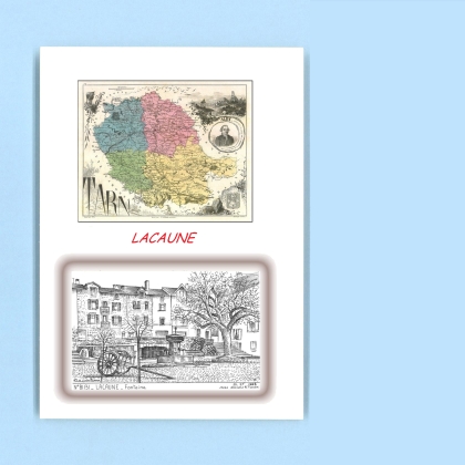 Cartes Postales impression Noir avec dpartement sur la ville de LACAUNE Titre : fontaine