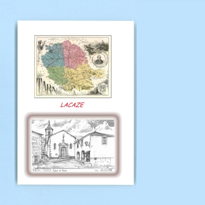 Cartes Postales impression Noir avec dpartement sur la ville de LACAZE Titre : eglise et mairie