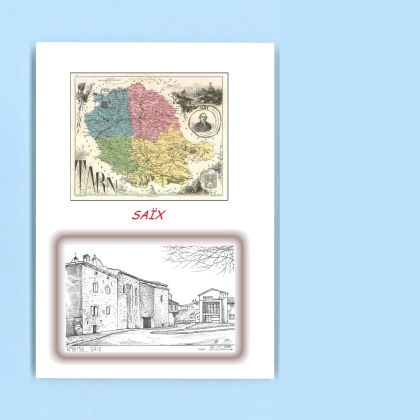 Cartes Postales impression Noir avec dpartement sur la ville de SAIX Titre : vue