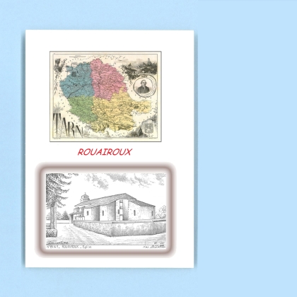 Cartes Postales impression Noir avec dpartement sur la ville de ROUAIROUX Titre : eglise