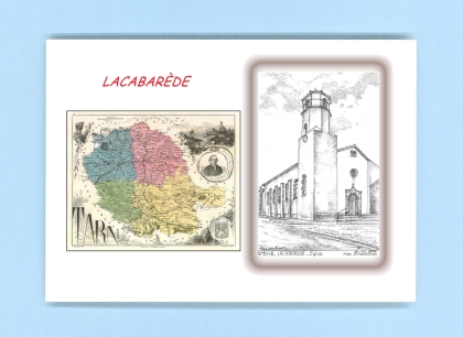 Cartes Postales impression Noir avec dpartement sur la ville de LACABAREDE Titre : eglise