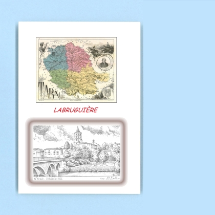 Cartes Postales impression Noir avec dpartement sur la ville de LABRUGUIERE Titre : vue