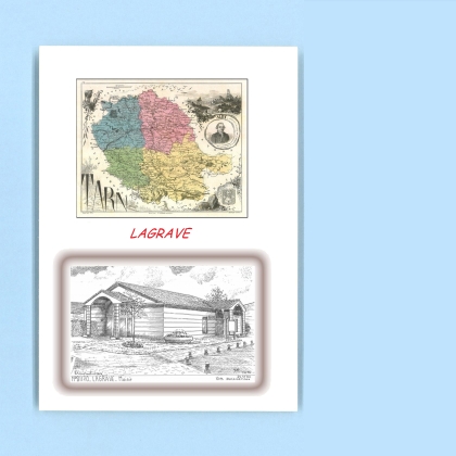 Cartes Postales impression Noir avec dpartement sur la ville de LAGRAVE Titre : mairie