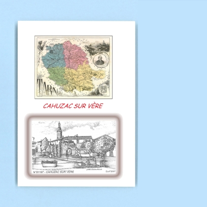 Cartes Postales impression Noir avec dpartement sur la ville de CAHUZAC SUR VERE Titre : vue