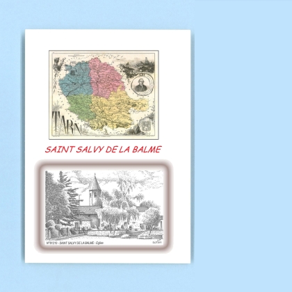 Cartes Postales impression Noir avec dpartement sur la ville de ST SALVY DE LA BALME Titre : eglise