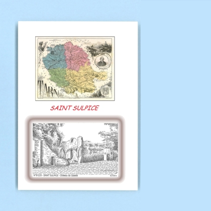 Cartes Postales impression Noir avec dpartement sur la ville de ST SULPICE Titre : chateau du castela