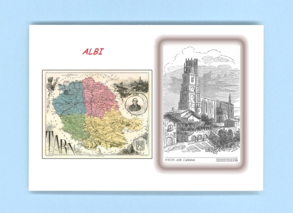 Cartes Postales impression Noir avec dpartement sur la ville de ALBI Titre : cathedrale