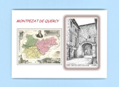 Cartes Postales impression Noir avec dpartement sur la ville de MONTPEZAT DE QUERCY Titre : porte de la ville