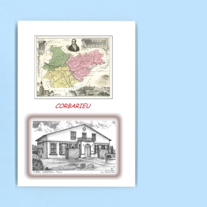 Cartes Postales impression Noir avec dpartement sur la ville de CORBARIEU Titre : mairie