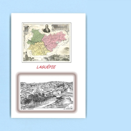 Cartes Postales impression Noir avec dpartement sur la ville de LAGUEPIE Titre : vue